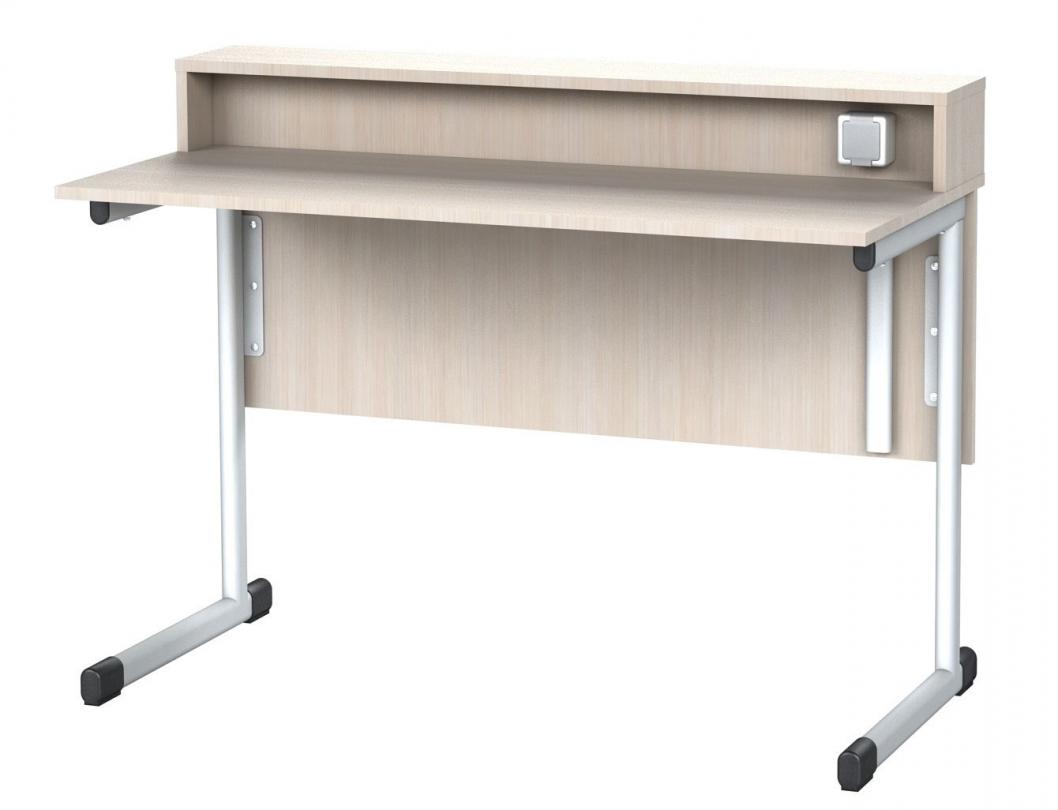 Стіл письмовий (демонстраційний), АНШАР ГРУП (0304), 1200х600х900 мм, з надбудовою та розеткою, каркас - металева плоскоовальна труба